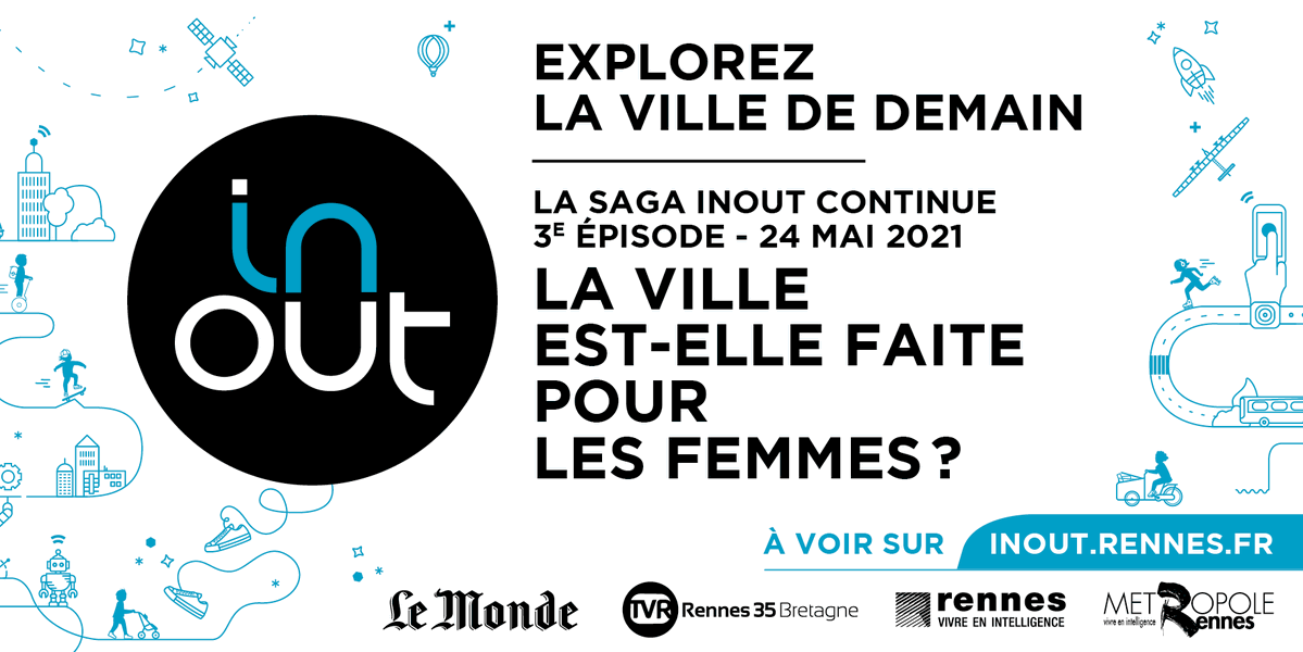 Ce lundi 24 mai, à 12h, 3e épisode de la saga #inout2021 #Rennes centrée sur l'#innovationurbaine. Cet épisode s'intéresse tout particulièrement à la ville au féminin, avec <a href="/lemondefr/">Le Monde</a> <a href="/TVR35/">TVR La chaîne</a> <a href="/davidenkoff/">davidenkoff</a> @CITYLinked  
🎥Dès 12h et en replay sur inout.rennes.fr