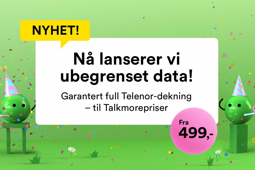 Talkmore_Presse's tweet photo. Gladnyhet! Nå lanserer vi ubegrenset data! "Selvsagt skal de smarteste kundene i markedet få være med på datafesten.", sier John Sebastian Schmidt Slørdahl, administrerende direktør i Talkmore. https://t.co/8Ki6Am1iAH https://t.co/4rOw8sfwjZ