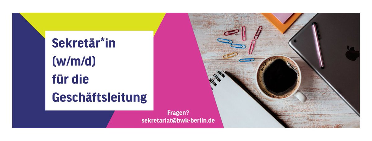 Das BWK BildungsWerk sucht AB SOFORT eine*n Mitarbeiter*in (w/m/d) für das Sekretariat der Geschäftsleitung.😊

Fragen &amp; Infos: facebook.com/job_opening/88…

✉️sekretariat@bwk-berlin.de

Wir freuen uns auf Ihre Bewerbung!
