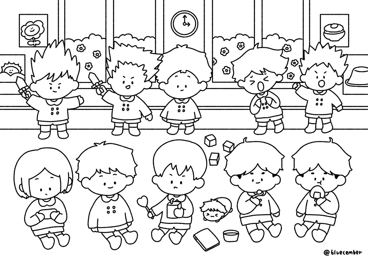 พาเด็กๆ อนุบาลไฮคิวมาให้ระบายสีกันค้าบ ꒰◍ˊ◡ˋ꒱੭⁾⁾ ไฟล์ png คลิกที่ลิงค์นี้ได้เลยคับ ♡ bit.ly/2RH31d7 ♡