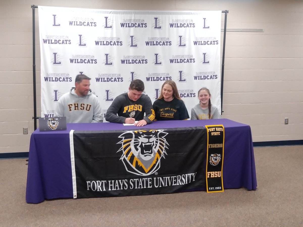 Congratulations to Alec Younggren on signing with Fort Hays State University to play football. The Tigers are fortunate today and Louisburg is proud of you, Alec.