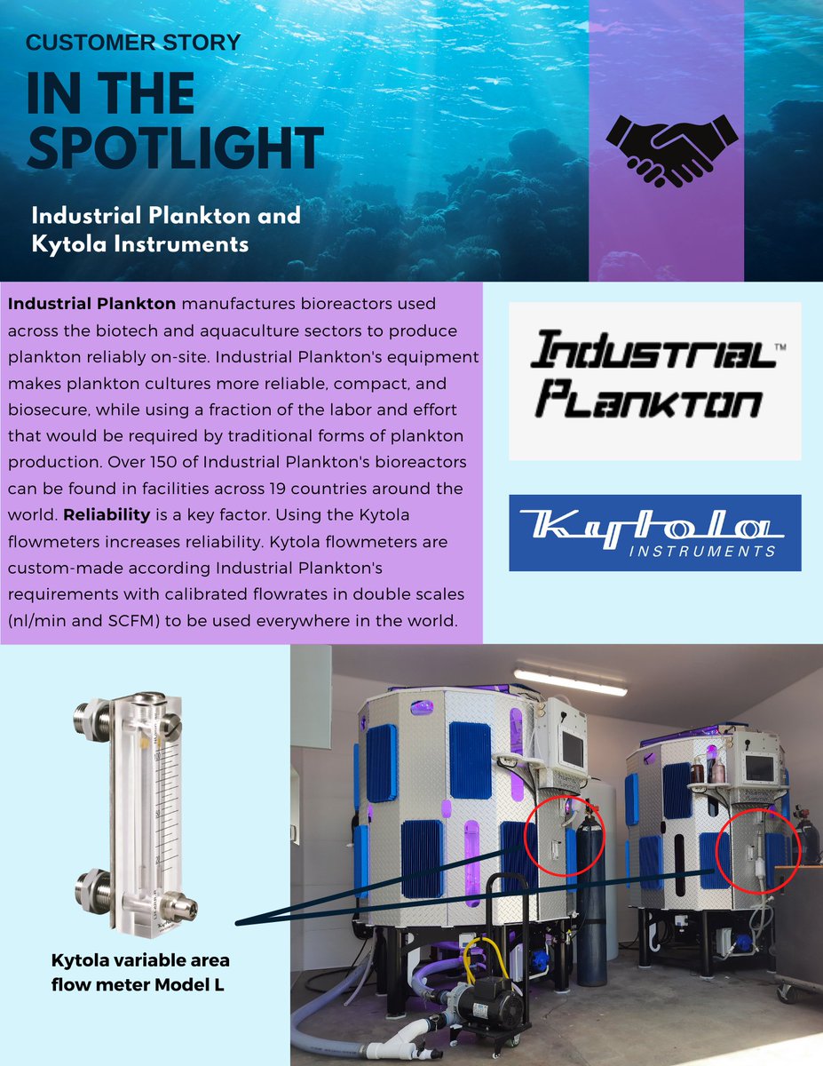 We are proud to introduce our customer @IndustrialPlankton Inc. and showcase their unparalleled equipment.
Kytola Instruments' #flowmeters are custom-made according to their needs and used in the process in supporting the operational efficiency and reliability.
