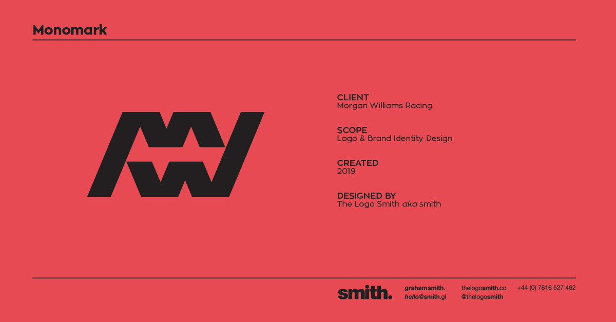 smithographic's tweet photo. From the Smith.™ Monomark Archive
→ https://t.co/aqQlR5hCfc
—
Client: Morgan Williams Racing
Designed: 2018
Scope: Logo Design
—
A Twitter Portfolio of #LogoDesigns #LogoMarks #BrandMarks #TypeMarks #WordMarks #Emblems #Symbols & #Icons
—
#Logos #LogoDesigner #Logomaker #Logo https://t.co/ePB4JAW5Db