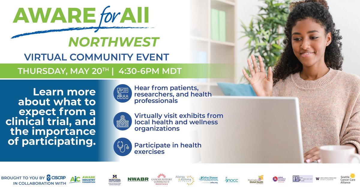 AllergyAsthmaHQ's tweet photo. Learn more about clinical research, the process, questions to ask, safeguards in place, and more. Join us for a free, online health event on May 20th at 4:30 PM MDT. RSVP today: https://t.co/moyPLPJun4 . @CISCRP #AWAREforAll https://t.co/VjYoz8D8th