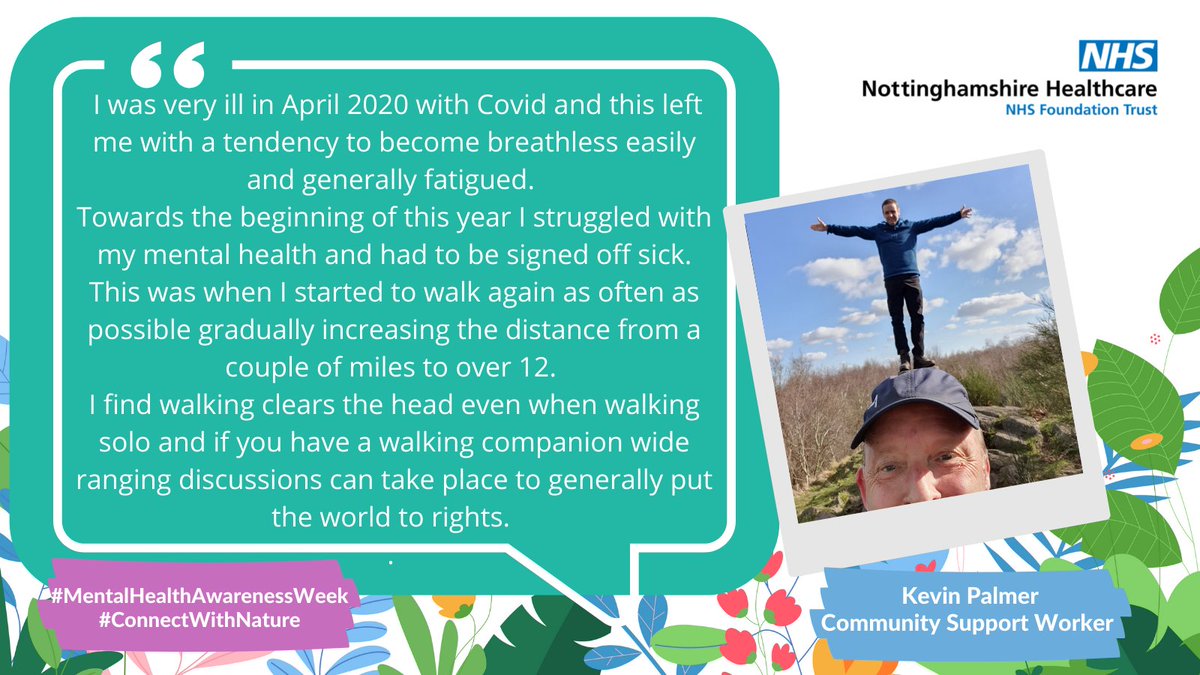 NottsHealthcare's tweet image. After he was very ill with Covid in April 2020, Rushcliffe Community Support Worker Kevin also started this year struggling with his mental health. So he turned to his love of walking to rebuild his strength and lift his spirits #MentalHealthAwarenessWeek 
Find out more 👇🏼