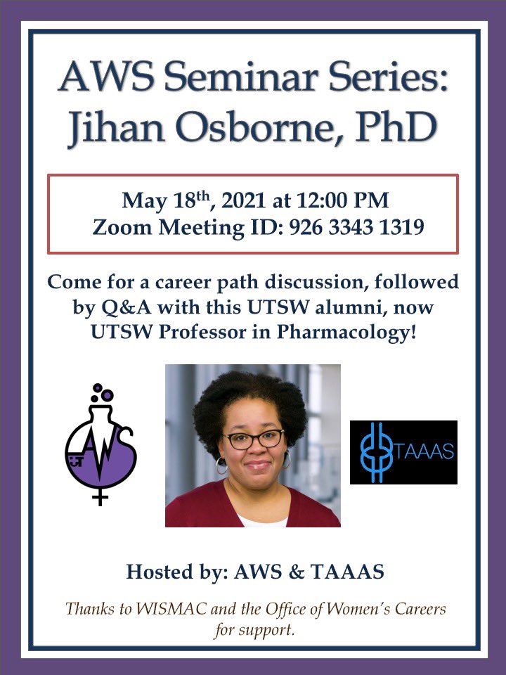 AWS_UTSW's tweet photo. Save the date for this exciting opportunity to learn from our very own! @TAAASatUTSW #awsmentoringseries #utswalumni https://t.co/EEBAG3KwEv