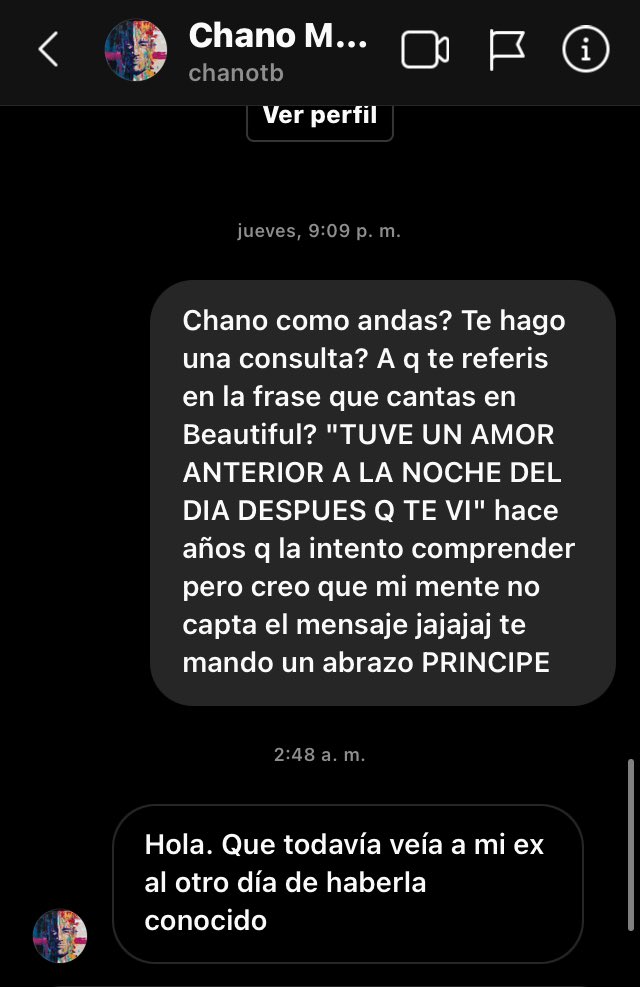 gabiditocco's tweet photo. hoy es un gran día: respondió el mismísimo Chano y me explico la frase más indescifrable del mundo https://t.co/iZwKCjzivm