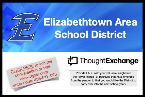 Please share your thoughts with EASD anonymously via ThoughtExchange by clicking on the link below. Exchange closes on May 18 at 4 p.m.
tinyurl.com/2umz2cfd