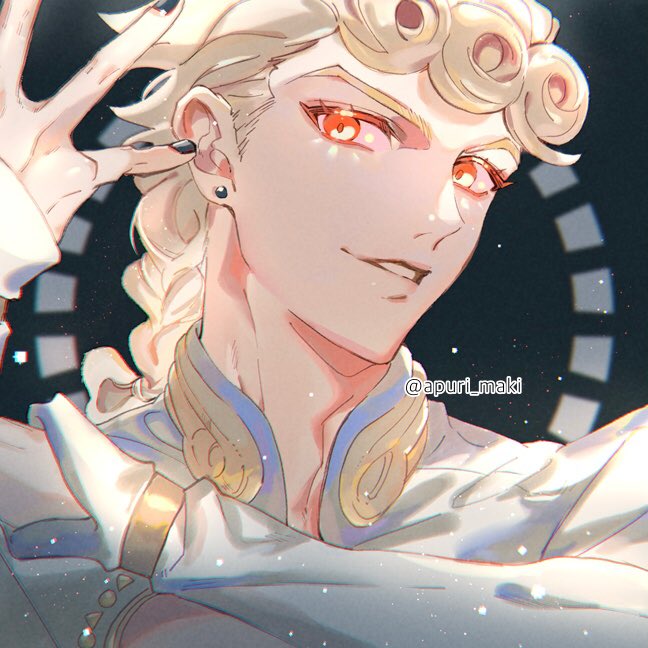 giorno giovanna male focus 1boy blonde hair solo braid jewelry earrings  illustration images