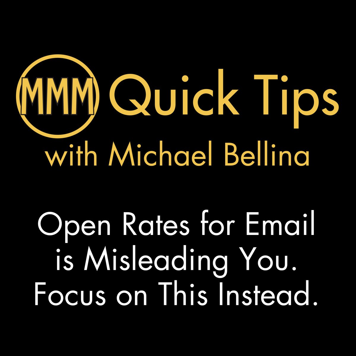 MichaelBellina's tweet photo. If you are relying on the open rates for email campaigns to be a measure of success, you are focusing on the wrong metric. Learn what to focus on instead in this episode of MMM Quick Tips. 

Listen on my website: https://t.co/I1PeWKqIHp 

#mmmquicktip #emailmarketing https://t.co/1pxX5YtX8F