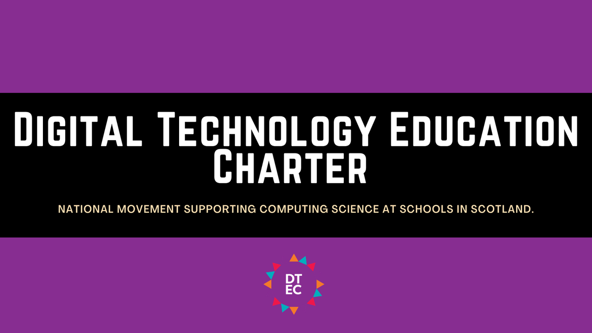 DTECharter's tweet photo. Sign up to the Digital Technology Education Charter and join the national movement supporting Computing Science at schools in Scotland.
More details at https://t.co/KUBHuzBX5t
#dtecharter https://t.co/jvBWcOHidL