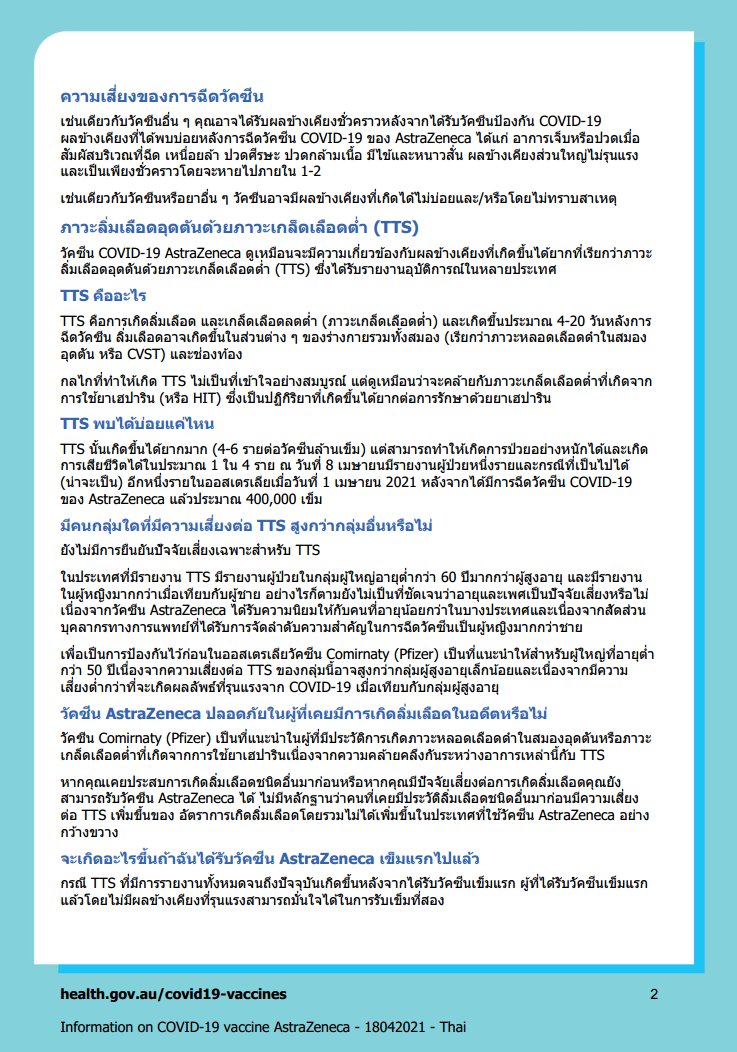 processic's tweet image. ข้อมูลเกี่ยวกับวัคซีน COVID-19 ของ AstraZeneca จากออสเตรเลีย เป็นภาษาไทย 

มีข้อมูล และอธิบายผลข้างเคียง บอกตัวเลขชัดเจน

health.gov.au/sites/default/…