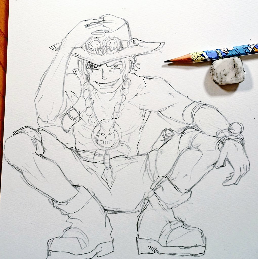 تويتر 花 على تويتر One Piece より エース 初描き ワンピースキャラの構図ムズいっす 筋肉むきむき 戸愚呂しか描いたことない フィギュアからポージングをチョイス Onepiece エース ワンピース お絵描き イラスト アナログ 鉛筆 下描き