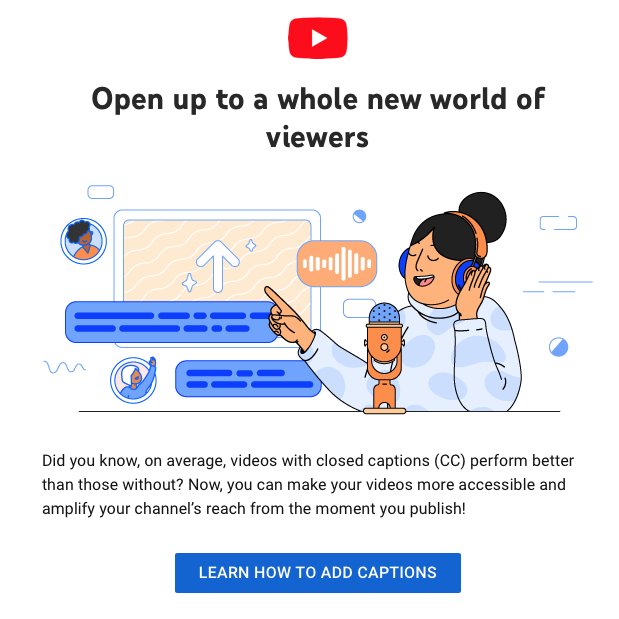 ScreenwaveMedia's tweet photo. A reminder that on top of making your content more accessible, closed captions can also provide useful information about your video to YouTube's algorithm!π‘
Try it on your next video, or add them to previous ones! #CreatorsHelpingCreators https://t.co/ZFwvkkMBj3