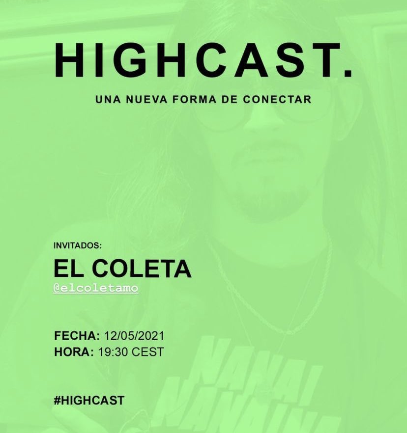 highxtar_'s tweet photo. Mañana tenemos a El Coleta en #highcast https://t.co/5LXm4pacTe