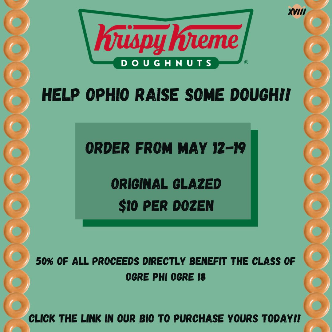 Hey Hampton family, friends &amp; ogres!!! 🥳Help support the Ogre’18 class by purchasing “digital dozens”. All proceeds will directly benefit the class by helping us after not being able to be on campus our freshman year!! Click the link in our bio to purchase your sweets!! 💚