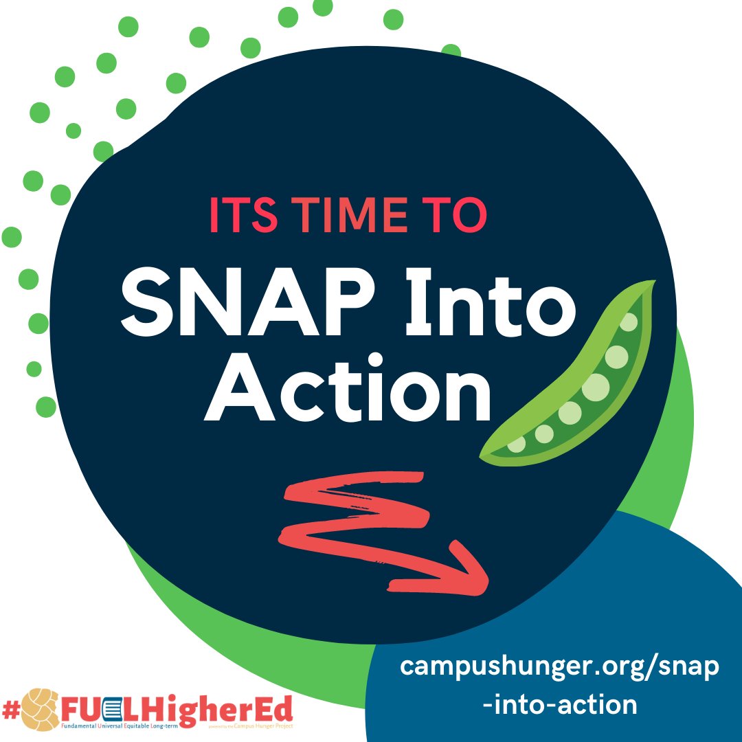 HungerFreeUSA's tweet photo. Are you ready to #SNAPIntoAction? Help us move the #EATSAct forward and permanently expand SNAP eligibility to college students. Join us, @challahforhunger, & more virtually on May 17-21 to help #FUELHigherEd! Learn more and register today at: https://t.co/7Uc40TV4xO https://t.co/CvWMWCRORa