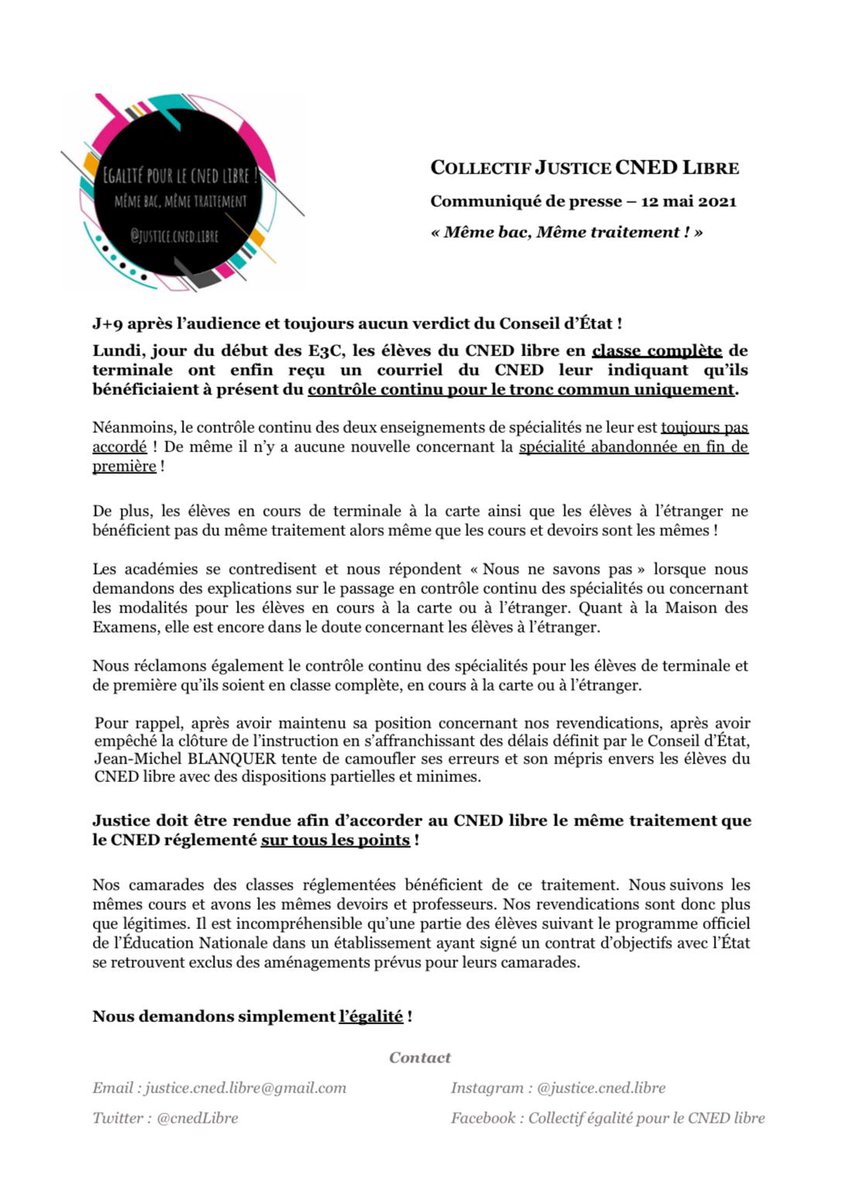 Communiqué de presse (oui oui encore)