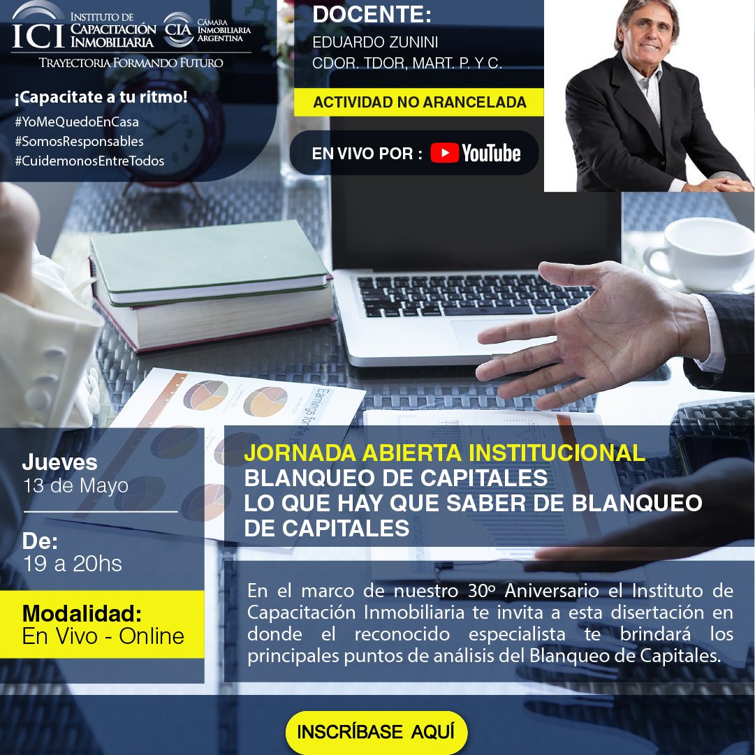CIAORGAR's tweet photo. Lo que hay que saber del Blanqueo de Capitales" - Jornada en Vivo
Actividad No Arancelada 
13 de Mayo En Vivo 
https://t.co/DhBaZx9Qhv https://t.co/NYS67J8tM6