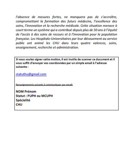 LECODEHU's tweet photo. La communauté HU ne veut rien lâcher. Si vous souhaitez montrer votre attachement au CH et U, une motion tourne. @ConfDoyensMed @CPUniversite @doyenspharma #attractivitéHU https://t.co/6QGqFo0t3r