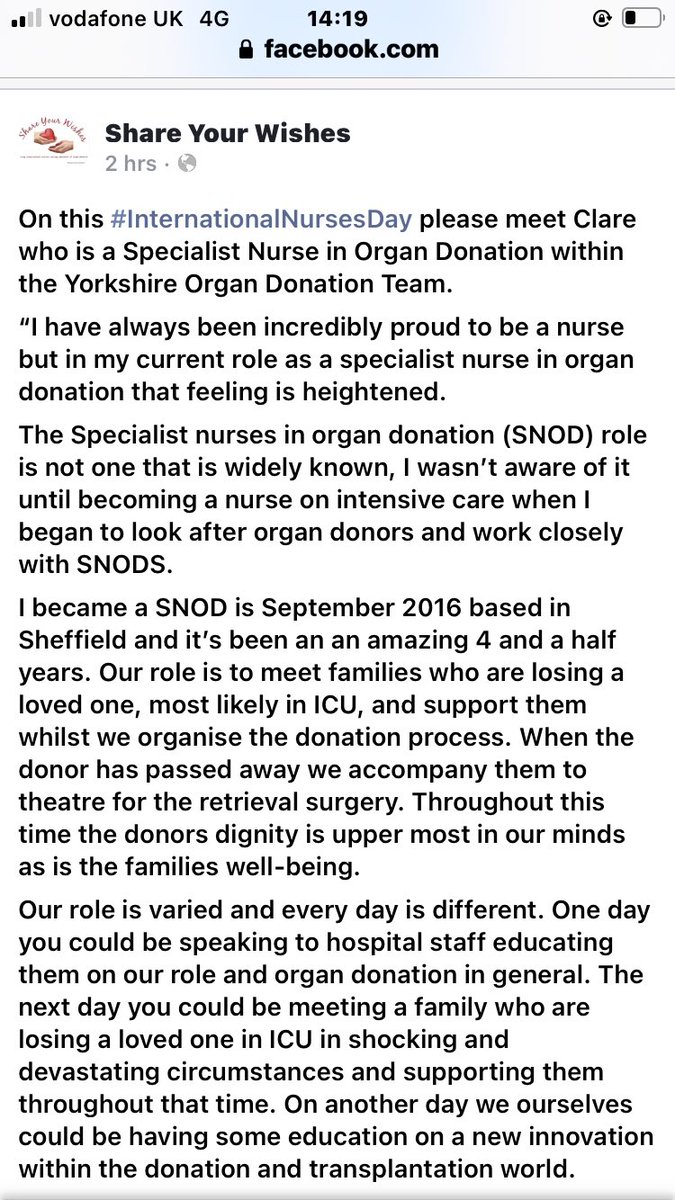 Yorkshire_OTDT's tweet photo. A valued member of the #Yorkshire Team who is passionate, dedicated and committed to #OrganDonation, Clare @clarebearcroxy one of our #Sheffield #SNODs shares what being a Specialist Nurse in Organ Donation means for her. Thanks @share_wishes @SheffChildrens @SheffieldHosp https://t.co/GplIjZmabT