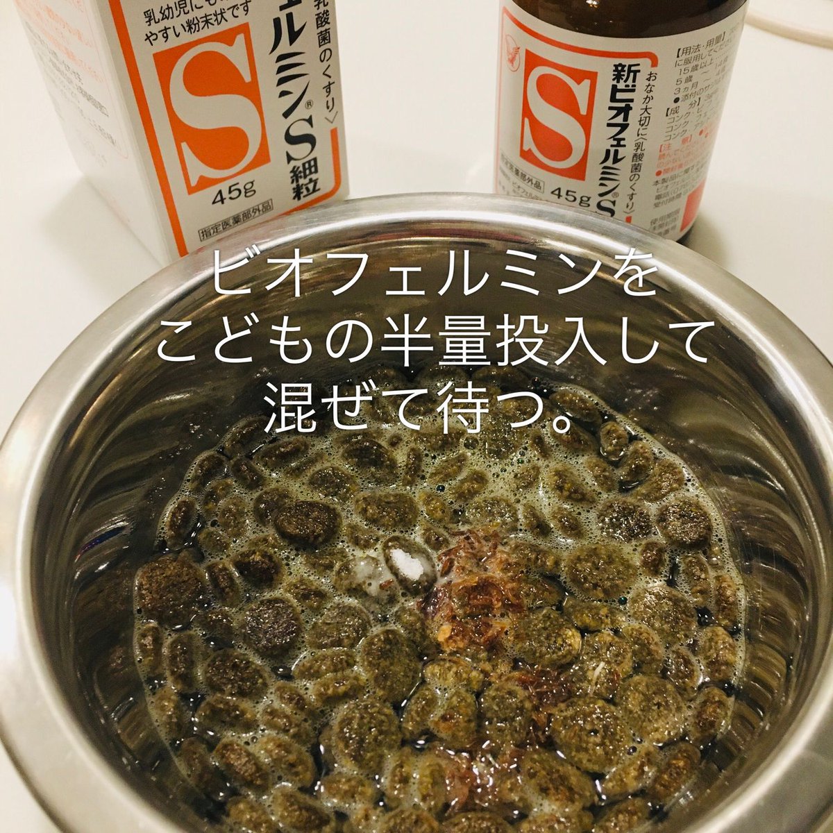 Ketk カイト君 お腹がすいていると思われるので このままだと朝方 白い泡か黄色い液体を吐く 空腹でね と予想されるため 夜食準備しました 犬の夜食 嘔吐後のおじや 心配 ビオフェルミンは犬用常備薬 犬バカ T Co Dyve6sc0vi Twitter