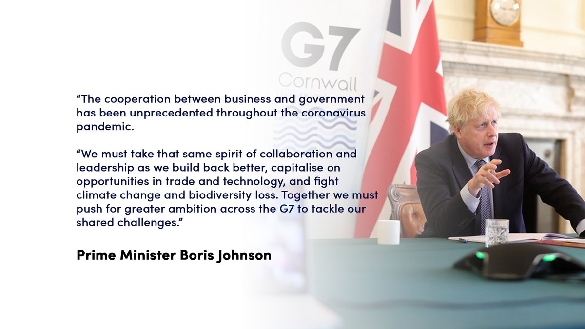 "I am grateful to <a href="/CBItweets/">CBI</a> for hosting this valuable Business 7 summit and for their recommendations ahead of world leaders coming together in Cornwall this June.” - PM <a href="/BorisJohnson/">Boris Johnson</a> thanks the #B7 for their critical input into our #G7UK Presidency👇🤝