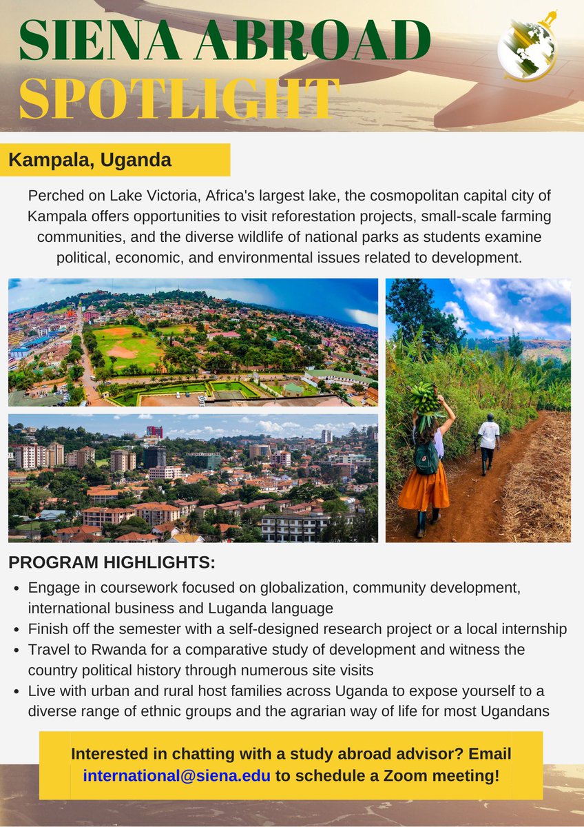SienaLibArts's tweet photo. @SienaAbroad shines a Study Abroad Spotlight on Kampala, Uganda! 

Perched on Lake Victoria, the city of Kampala offers countless opportunities to work with and for the land. https://t.co/qYucRPORvB