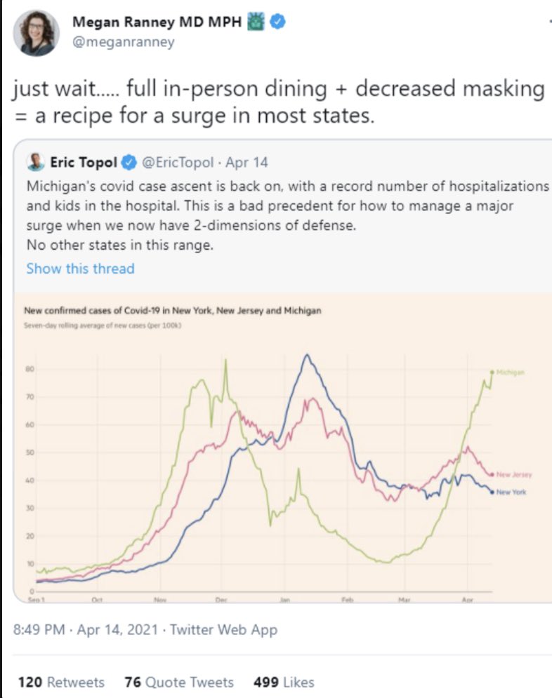trueMDJD's tweet photo. What if we had listened to frequent CNN talking head @meganranney mid April?

https://t.co/Aiprkkg0lh https://t.co/gjqOFFWxR9