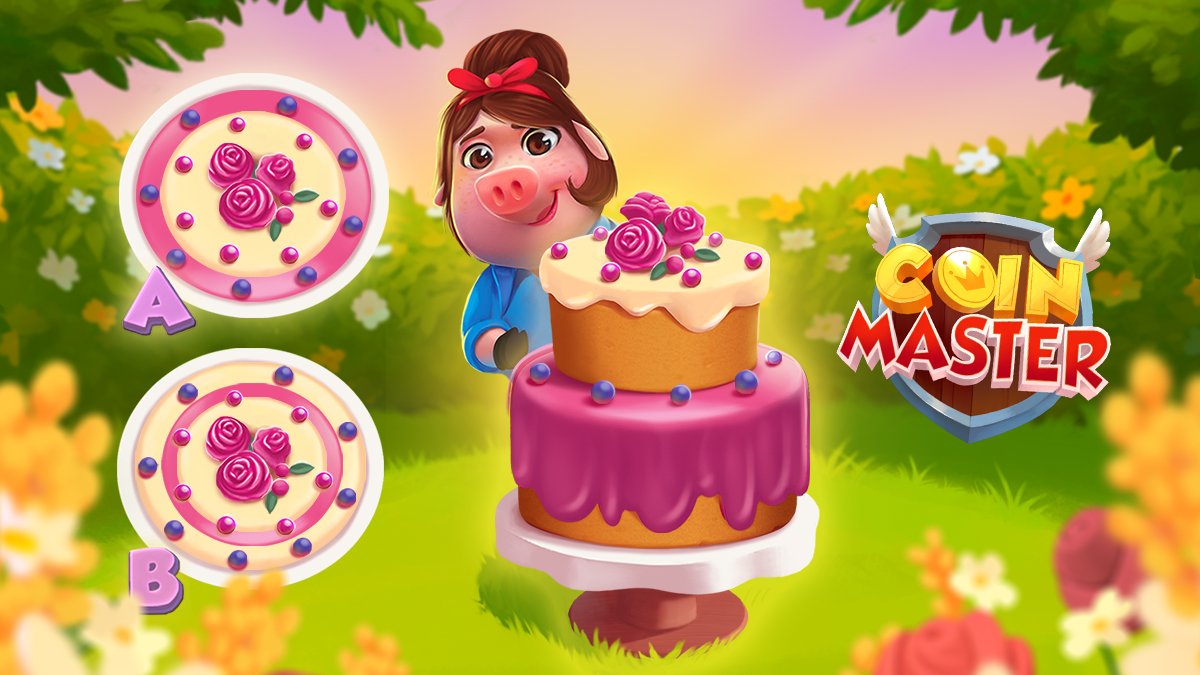 CoinMasterGame's tweet photo. What a beautiful cake! 🎂 But how does it look from above?! 𝑊𝑜𝑢𝑙𝑑 𝑖𝑡 𝑙𝑜𝑜𝑘 𝑙𝑖𝑘𝑒 𝐴 𝑜𝑟 𝐵? Tell us below and a lucky few vikings will win 𝟓𝟎𝟎 𝐬𝐩𝐢𝐧𝐬! 🎁 https://t.co/Sl7IDIitgY