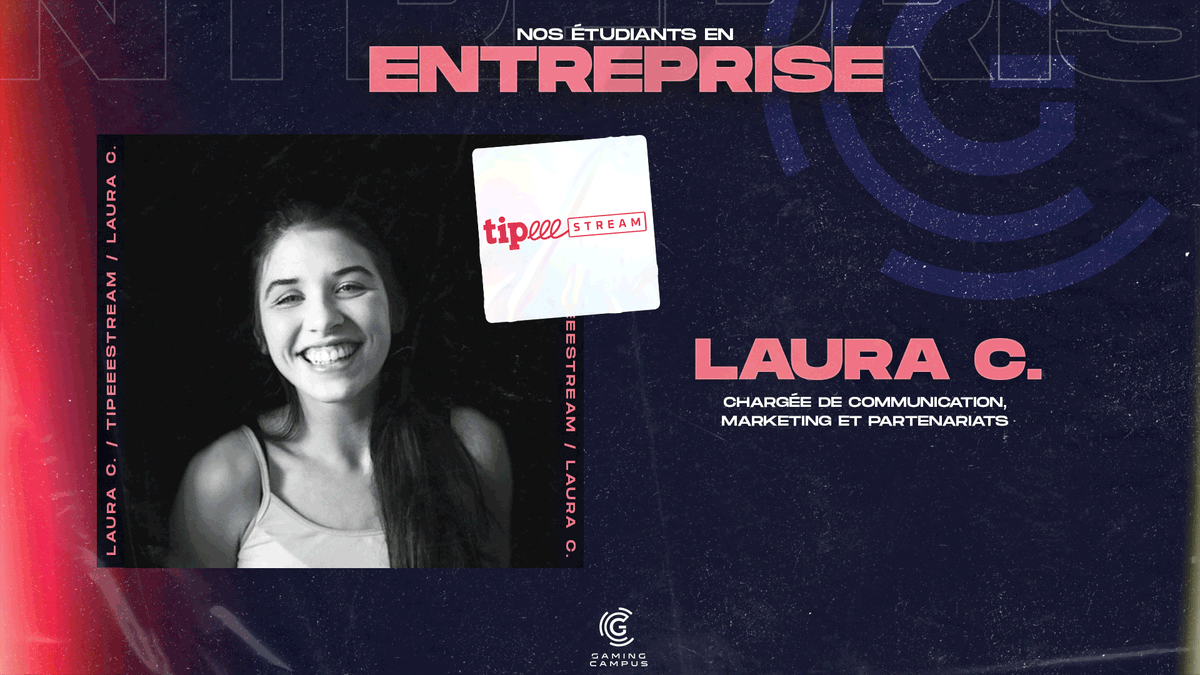 GamingCampus's tweet photo. Laura C., étudiante MBA G. BS effectue son stage au sein de @TipeeeStream  

Poste : Chargée de communication, marketing et partenariats

Missions :
• Gestion réseaux sociaux
• Gestion de projets
• Relations influenceurs

Découvrez nos formations : https://t.co/dV5dSWefz7 https://t.co/p4pIzUyBwC