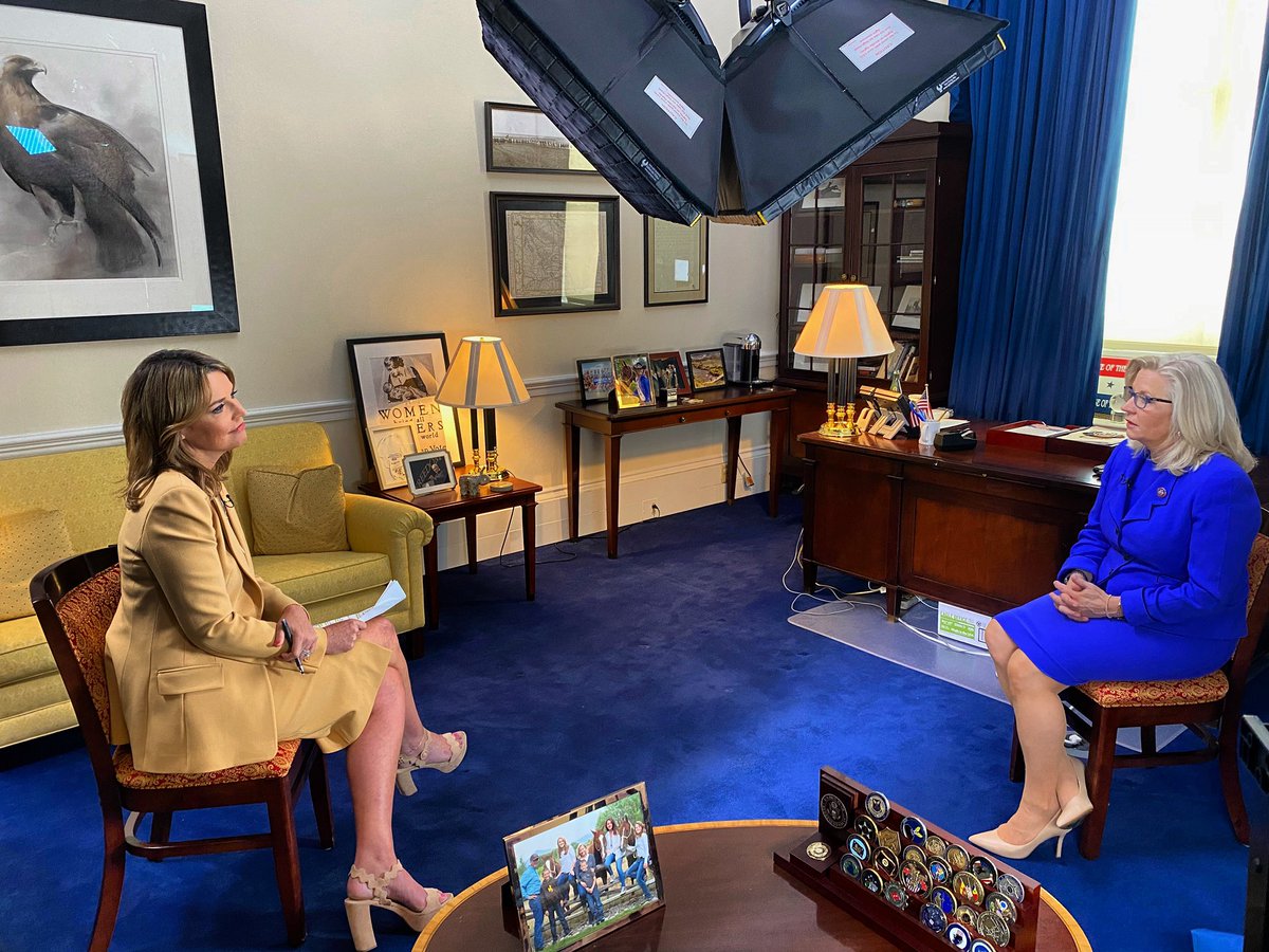 SavannahGuthrie's tweet photo. Just sat down with Rep. Liz Cheney @replizcheney for an exclusive interview on @NBCNews. https://t.co/GPIJegptY9