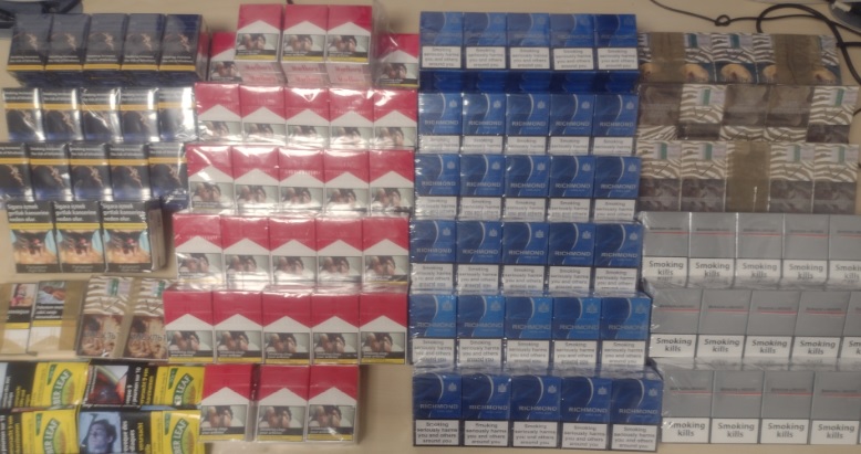 Packets of seized tobacco. 