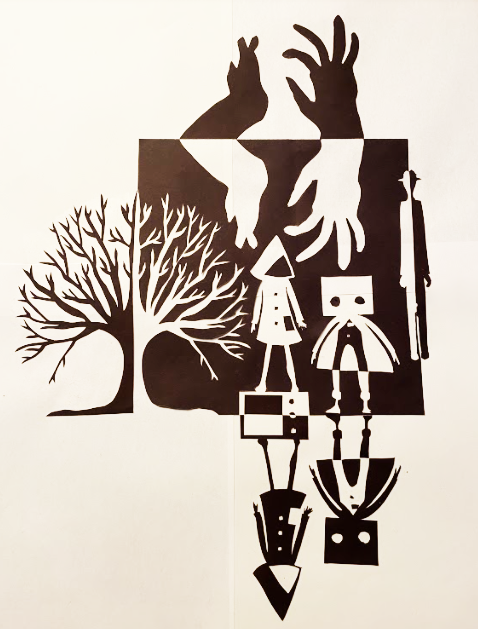 Totally makes my day when I get incredible art submissions from fully remote students. Senior, Rebecca Shoemaker, displays her Notan project after studying this Japanese concept of positive / negative space. #bscsd