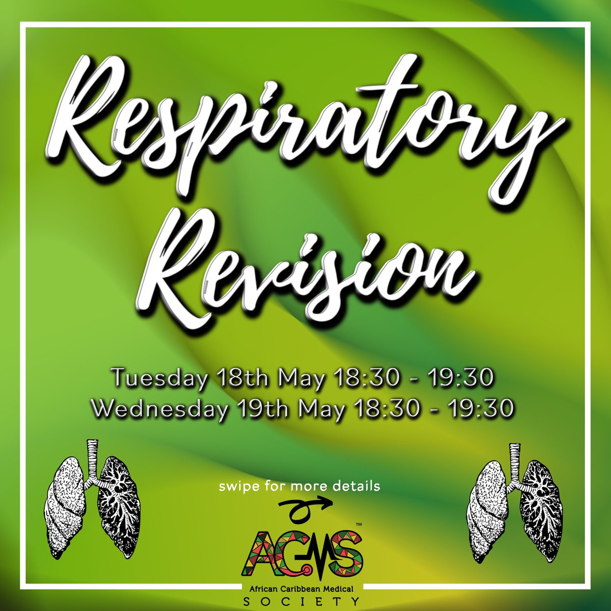 ueaacms's tweet photo. Come along to some Module 5 Respiratory Medicine revision sessions led by UEA alumni and current F1 Dr Kaobi Okongwu! ✨🩺
Tickets available on our SU page: https://t.co/1q2DilOsTy     
(also see our SU page for more revision sessions) https://t.co/coJUTXnIeK