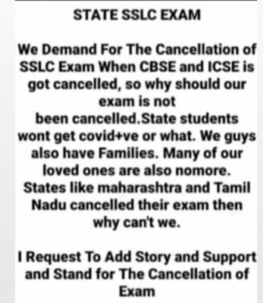 Anand7625's tweet photo. @anubha1812 @tv9kannada
@publictvnews @CMofKarnataka
@SonuSood @PMOIndia
#cancelsslcexams
Hi,I'm 10th student yesterday i tested covid and the report has come postive to me and my family
Even so many students areaffecting by Covid-19 (suresh kumar) cancel sslc board exams https://t.co/N4jV3o8wt3