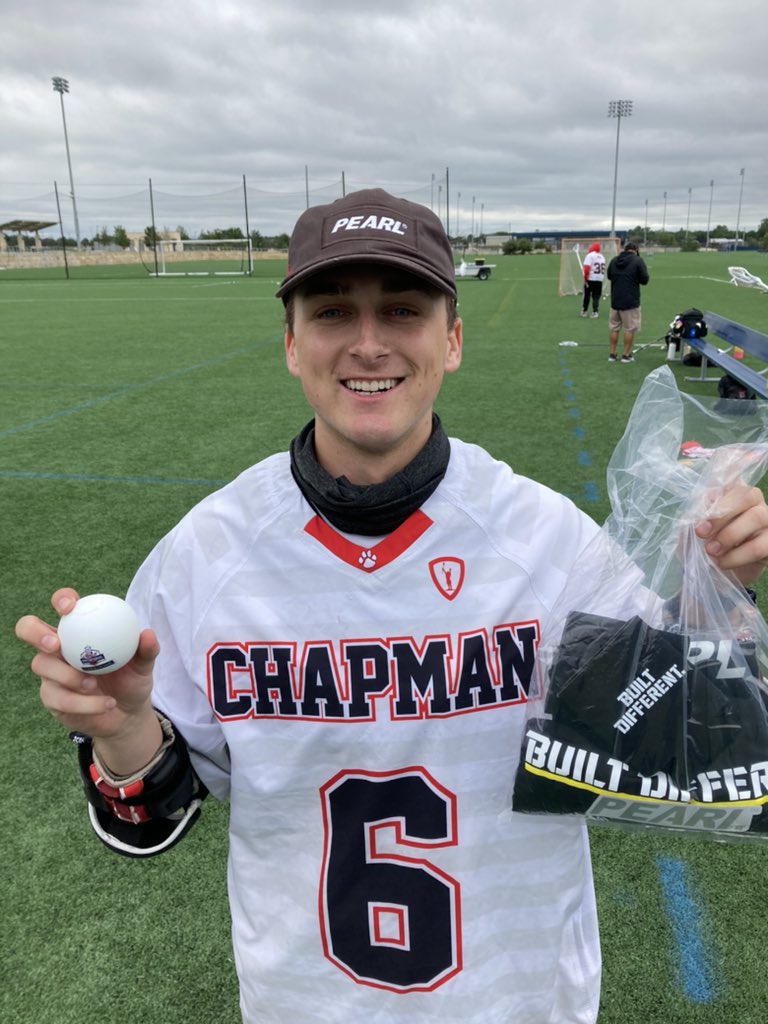 Garrett Stemmler of <a href="/chapmanlax/">chapmanlax</a> was the <a href="/Pearl_Lacrosse/">PEARL</a> Player of the Game with four goals in the Panthers win over LSU. #mcla21