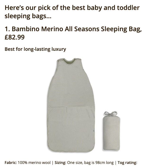 🎉  THANK YOU @madeformums for choosing our All Seasons Sleeping Bag as your number one choice of baby and toddler sleeping bags.

FACT: Babies who sleep in merino sleep for longer.