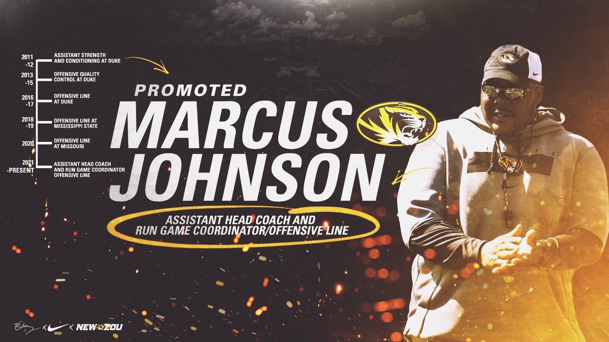 MizzouFootball's tweet photo. ᴍᴀʀᴄᴜꜱ ᴊᴏʜɴꜱᴏɴ (@mjohnson7672)
ᴀꜱꜱɪꜱᴛᴀɴᴛ ʜᴇᴀᴅ ᴄᴏᴀᴄʜ
ʀᴜɴ ɢᴀᴍᴇ ᴄᴏᴏʀᴅɪɴᴀᴛᴏʀ / ᴏꜰꜰᴇɴꜱɪᴠᴇ ʟɪɴᴇ
📰👉 https://t.co/CYdxXKfMqK
#MIZ x #NewZou 🐯🏈 https://t.co/58C9mjXnKO