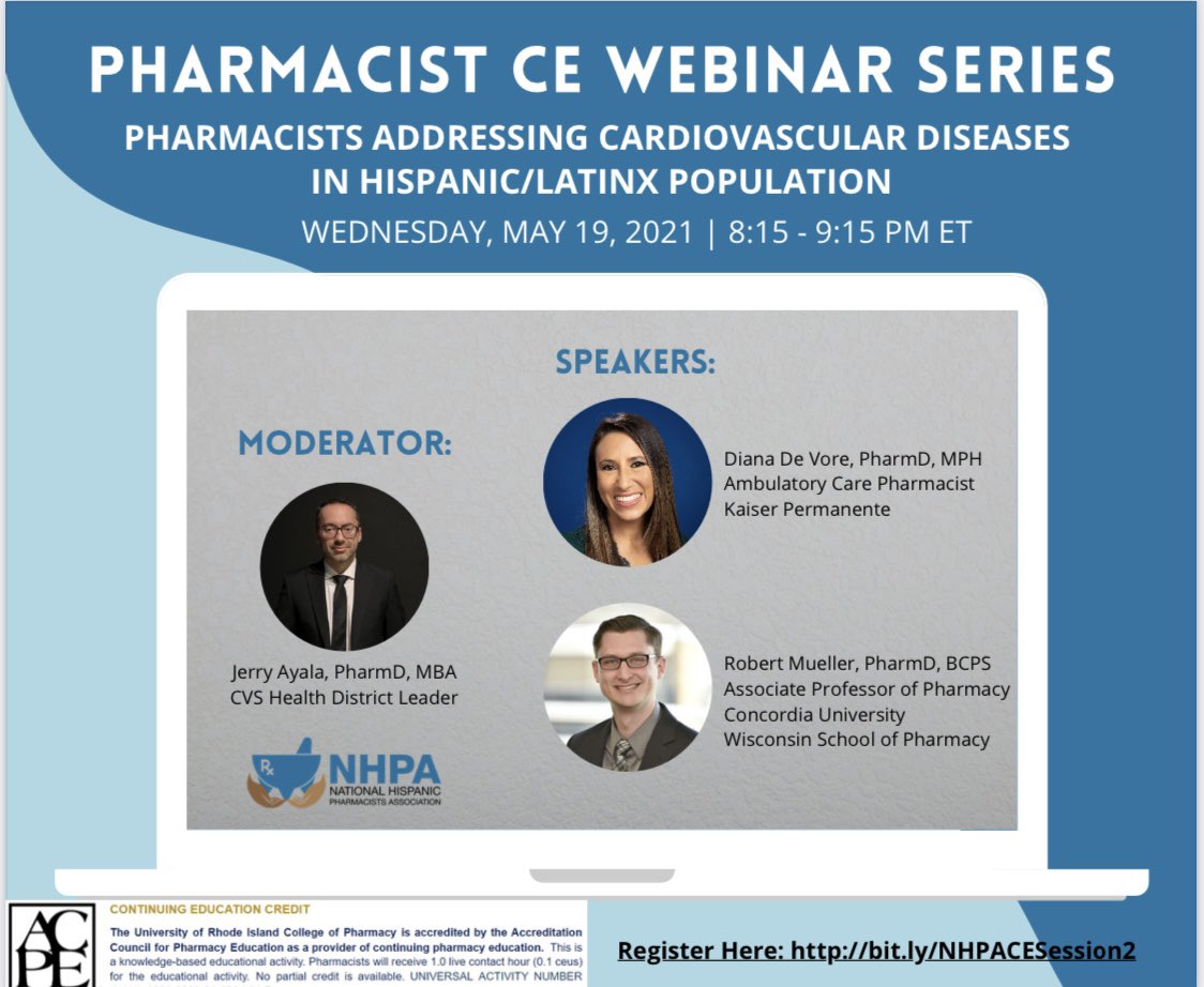 Check out this upcoming Pharmacist CE brought to you by the National Hispanic Pharmacists Association!!