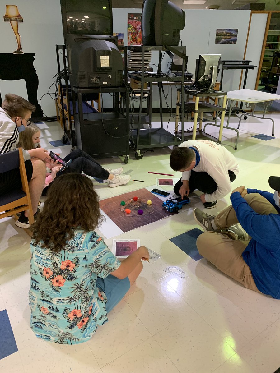 EBHSMedia's tweet photo. Mr. Brown is back in the media center today! Programming Mars Rovers in Math 2–geometry unit.  Thanks to @GEARUPBurke #ignitelearningbcps https://t.co/D1odIBIp4m