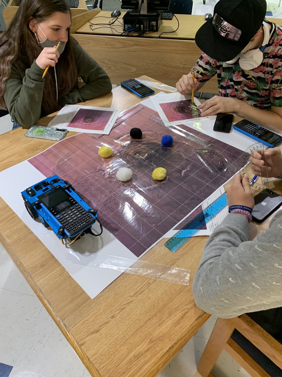 EBHSMedia's tweet photo. Mr. Brown is back in the media center today! Programming Mars Rovers in Math 2–geometry unit.  Thanks to @GEARUPBurke #ignitelearningbcps https://t.co/D1odIBIp4m