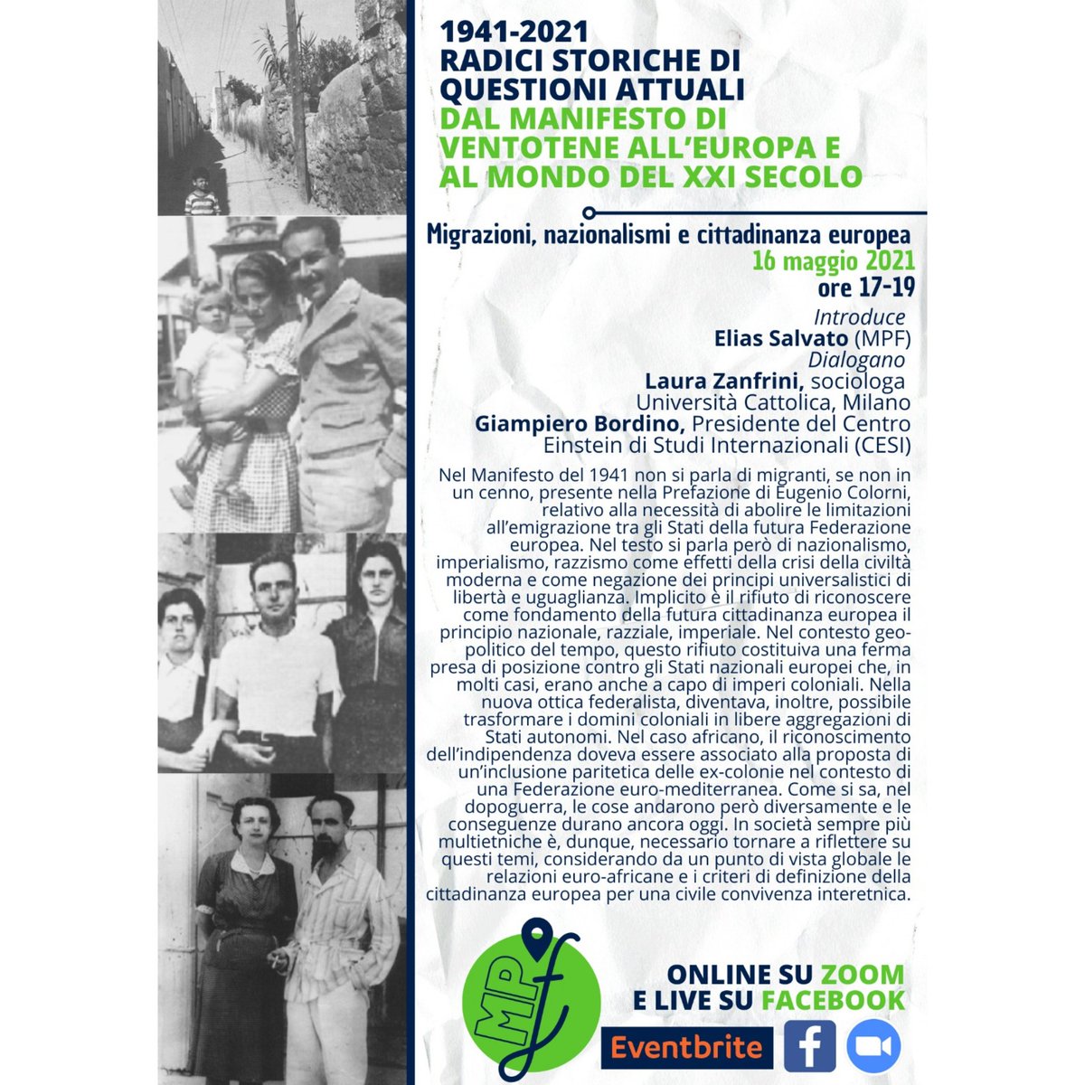 🇪🇺 Migrazioni, nazionalismi e cittadinanza europea 🇪🇺

📣 Domenica saremo con 2️⃣ ospiti d'eccezione: Laura Zanfrini (Università Cattolica) e Giampiero Bordino (Presidente Centro Einstein di Studi Internazionali)! Non mancate e partecipate al dibattito!
➡  meetingpointfederalista.wordpress.com/2021/05/10/qua…