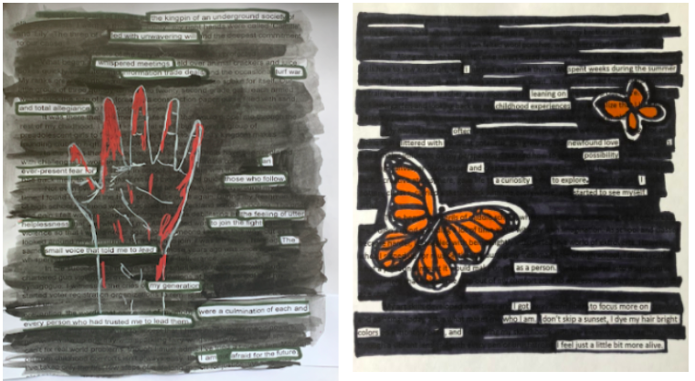 My students had 5 choices for an end of the year activity. One was a college admission essay blackout or whiteout. Love the final products!