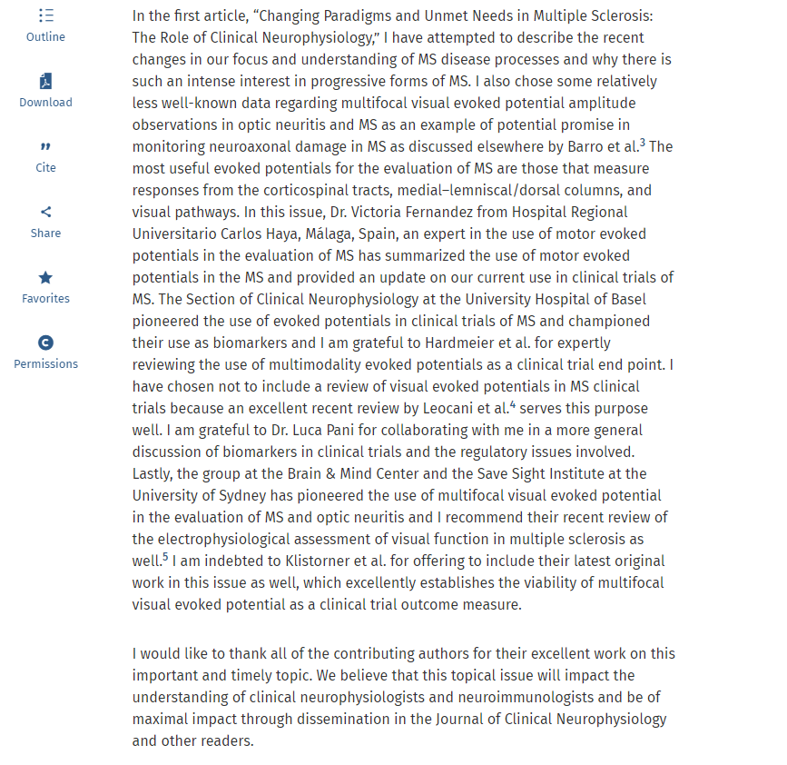 JClinNeurophys's tweet photo. Check out the Guest Editorial by Dr. Mark Skeen @DukeU @DukeMedSchool on the use of #EvokedPotentials in #MultipleSclerosis clinical trials - @ACNS_org https://t.co/foEQoWn7WT https://t.co/w5qZjWJWfU