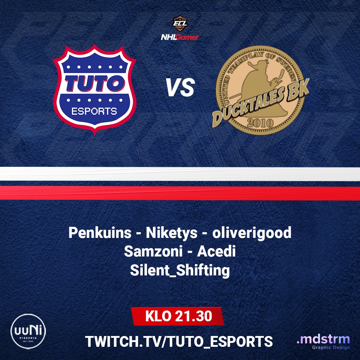 TutoEsports's tweet photo. 🔴🔵GAMEDAY🔴🔵

🆚️ @DucktalesBK 
⏰ 21.30 🇫🇮
📺 https://t.co/eivuRwXDru

#kaupunginvärikkäintälätkää #lättyäpussiin @NHLGamerCOM https://t.co/zoH2d4hXZE