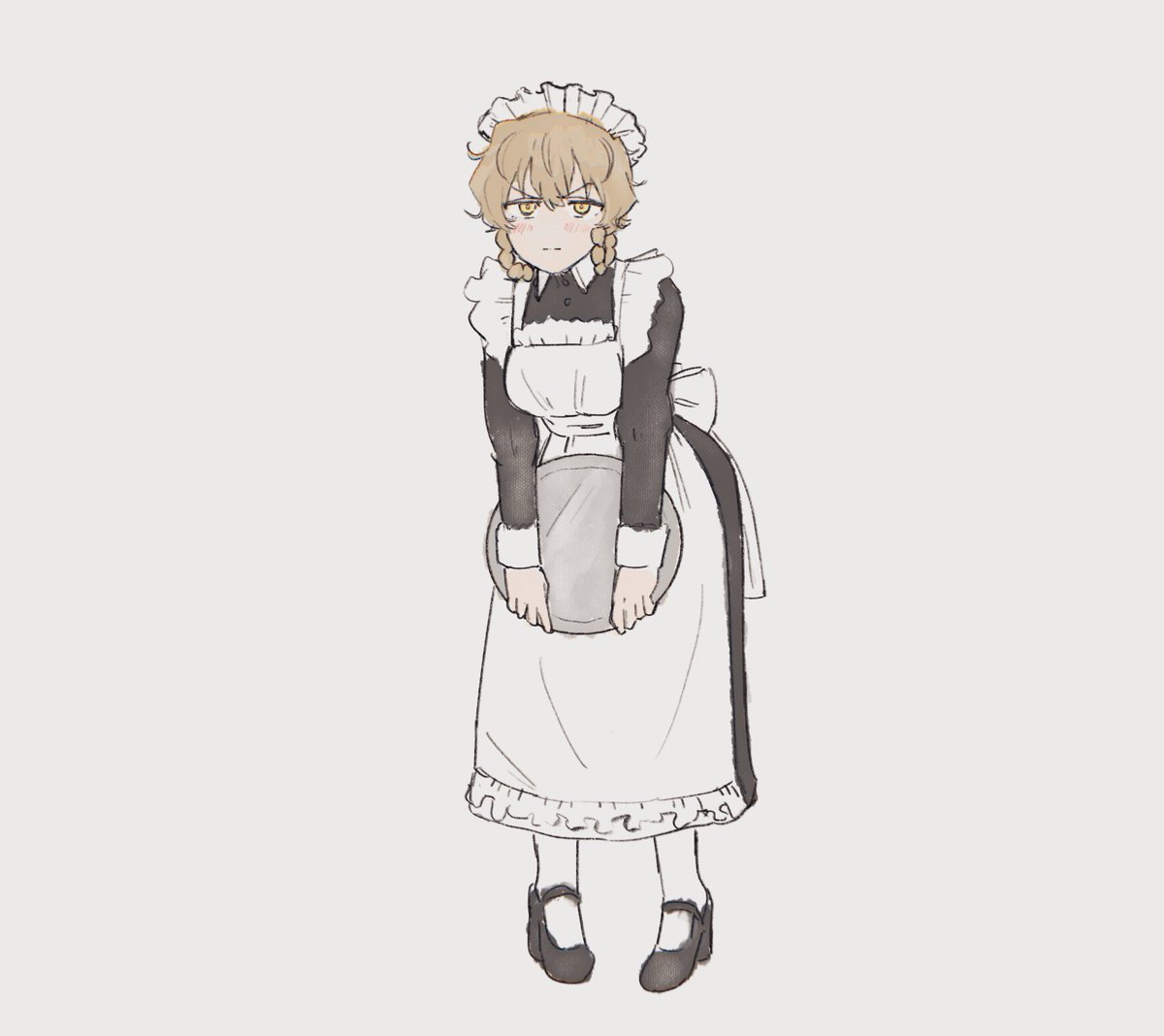 1girl solo maid headdress maid apron braid yellow eyes  illustration images