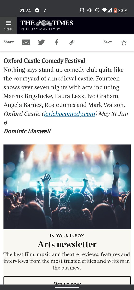 We've just found out that we were listed in <a href="/thetimes/">The Times and The Sunday Times</a> as one of the 'Top 40 amazing shows to book now!' Our @OxfordCastle Comedy Festival is on the list alongside Hamlet and Hamilton... so listen to The Times and book your tickets NOW! jerichocomedy.com
