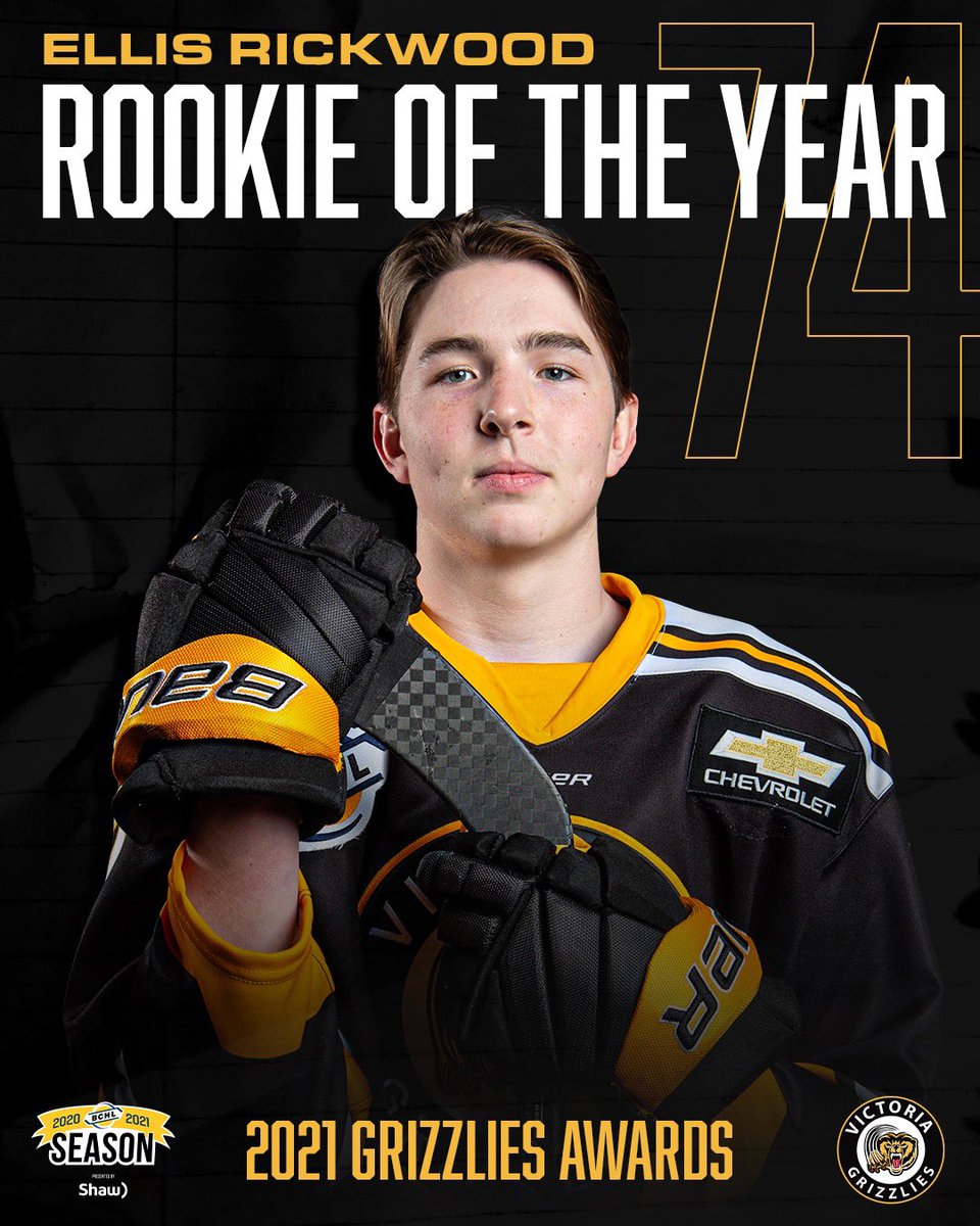 BCHLGrizzlies's tweet image. We are rolling out our team awards this week! First up, @EllisRickwood has been voted our 2020-21 Rookie of the Year! He led the #BCHL in rookies with 13 goals and 17 assists in 20 games. 

Congratulations Ellis! 

#Allin | #WeareGrizzlies