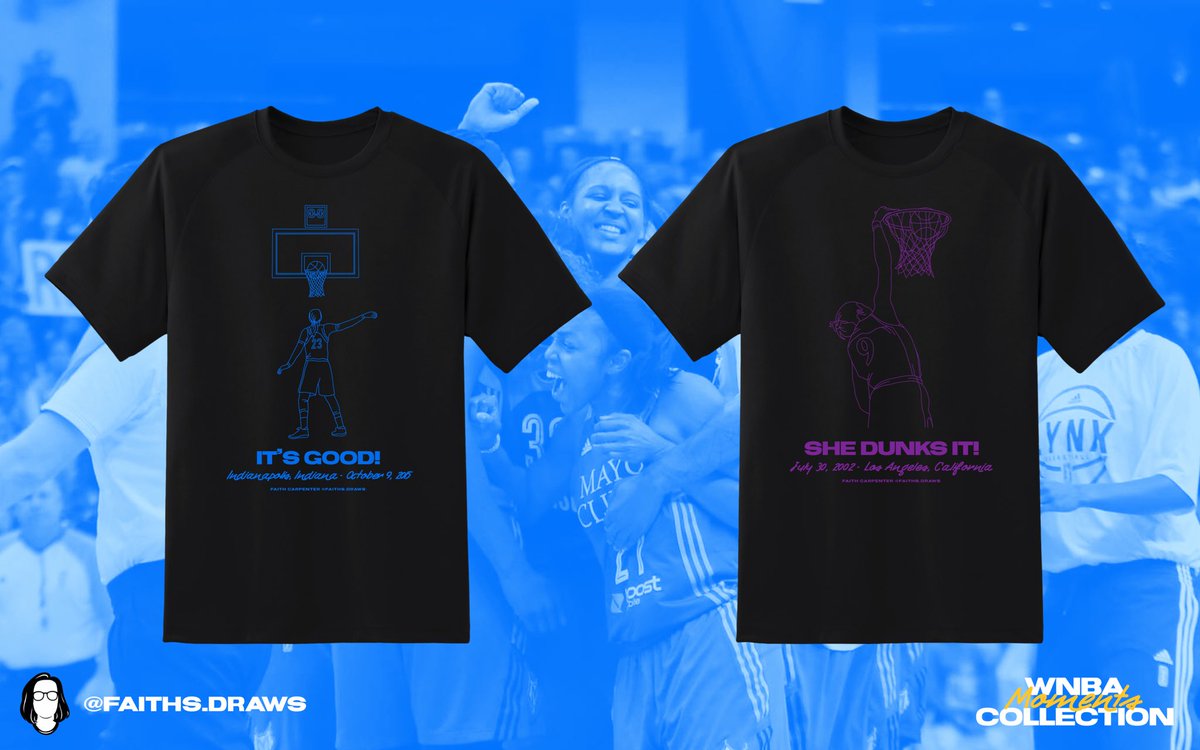 The #WNBAMomentsCollection is out now! Hit the link in my bio to cop 🔥

I had SO much fun working on these designs. Hope you guys love them! #wnbaweneedmerch or we’ll make our own !!
